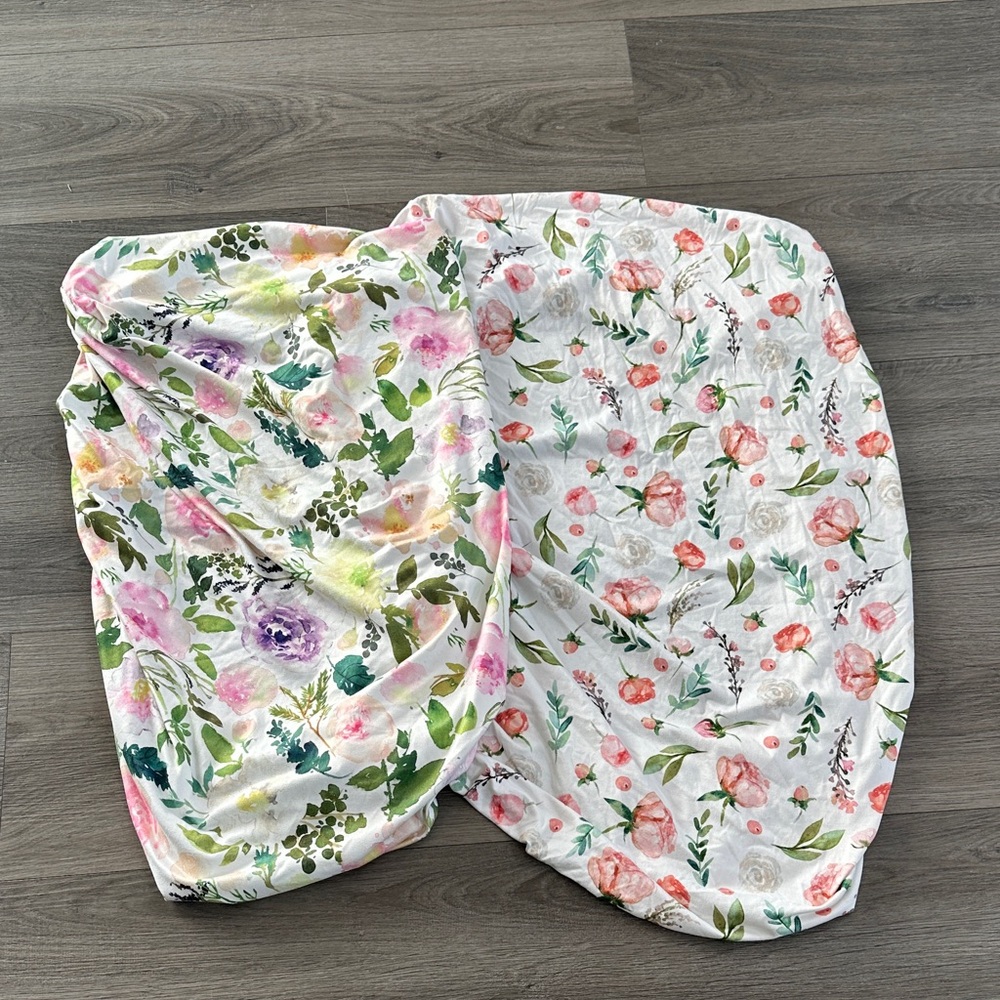 Floral Bamboo Fabric Pack n Play Sheets